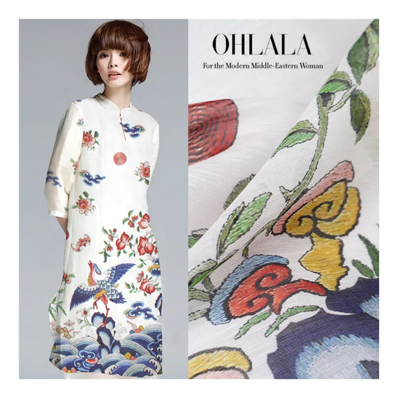 Летняя одежда Рубашка шелковая льняная ткань cheongsam для платья дышащая