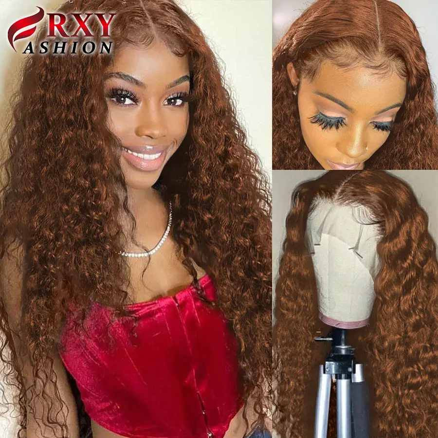 Brown Wig Deep Wave Frontal Wig #4 #2 T Part Wet And Wavy Curly Human Hair Wig Transparent Lace Wigs For Women Human Hair Remy