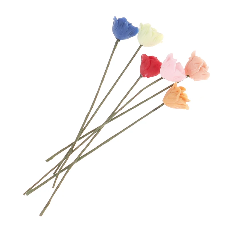 Plante l'inventaire simulée pour maison de course, fleurs de rose, accessoires de décoration de maison, meubles de modèle, beurre, 1:12, lot de 5 pièces