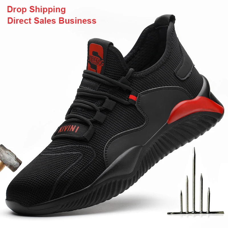 light Breathable Mens Safety Shoes Steel Toe Work Boots Casual Incredibles Puncture proof Sneakers Direct delivery