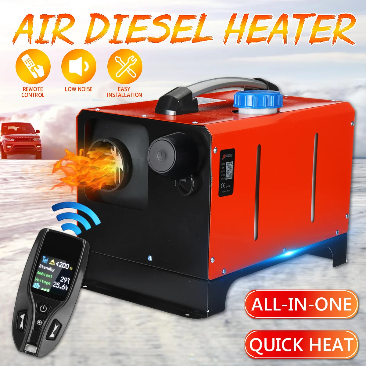 Comprar Todo en uno 12V 8000W calentador de coche calefacción diesel Estacionamiento de aire de un solo agujero + calentador de control remoto LCD para coche camión RV Bus barco