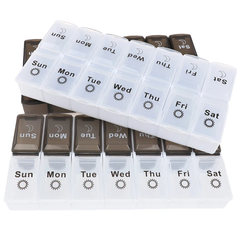 New 7 Days Weekly Pill Case 14 Grids Medicine Tablte Dispenser Organizer Pill Box Pill Storage Organizer Container