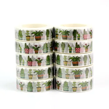 

10pcs/lot Decorative Cute Potted plant Cactus Washi Tapes Paper DIY Scrapbooking Planner Adhesive Masking Tape Kawaii Stationery