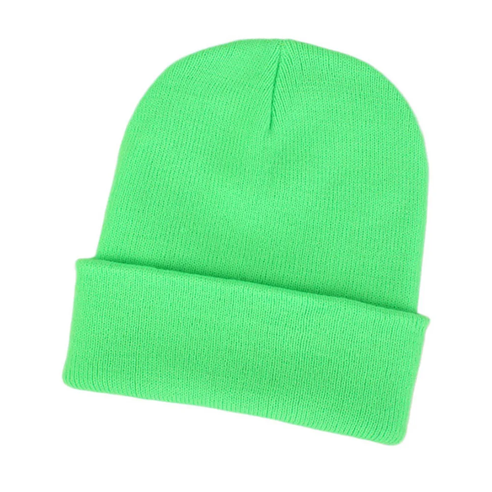 light green Одноцветные шапки-унисекс, зимние шапки из смешанной шерсти, мягкие теплые трикотажные шапки, лыжная шапочка, эластичная хлопковая красная черная плотная теплая шапка - Цвет: light green