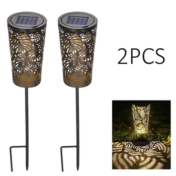

2Pcs/Set Hollow-Out Design LEDs Solar Power Energy Sensitive Light Control Lawn Light IP44 Water Resistance for Pathway Garden