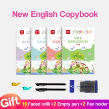 4 Pcs Set Reusable Groove Calligraphy Copybook English Italic Handwriting Groove Training Pen Refills Hold Tools Set For Kid