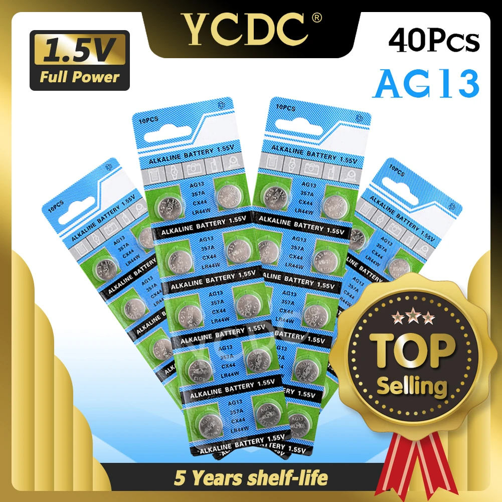 Щелочная батарея YCDC 40x 1 55 в SP303 SR1154 SR44 SR44SW SR44W SR47 V13GA L1154 LR1154 LR44 AG13 AG 13 щелочная