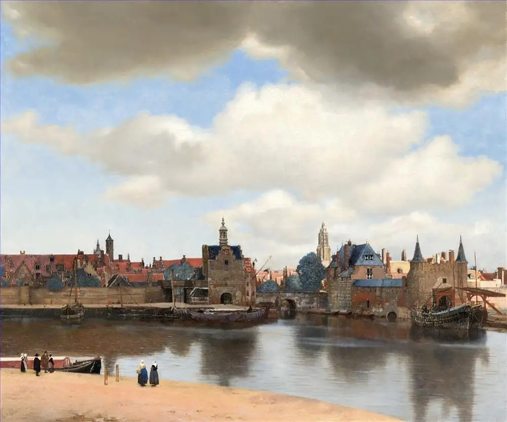 

6 Hand Painted Art Paintings by College Teachers - View of Delft cityscape Johannes Vermeer scenery - Oil Painting on Canvas