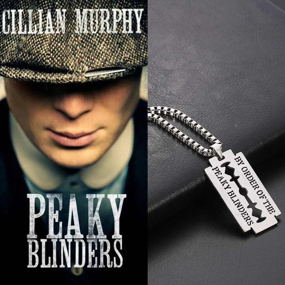 Peaky Blinders Pingentes Colar para Homens e Mulheres, Aço Inoxidável,  Navalha Lâmina Colar, Jóias Filme, Corrente