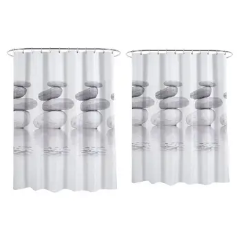 

Bathroom Shower Curtain cobblestone Shower Curtains Fabric Bathroom Curtain Durable Waterproof Bath Curtain Sets with 12 Hooks