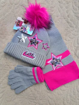 

LOL Surprise Doll Three-piece A Set Girl Hat Scarf Gloves Children's Birthday Gift Merry Christmas