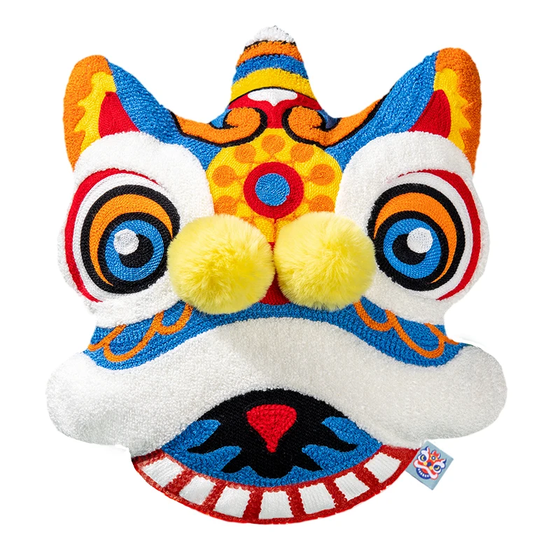 Joy Chinese Traditional Dance Lion Embroidery Cushion Sofa Chair Car Waist Cushion Wedding Bedding New Year Decorative Pillow