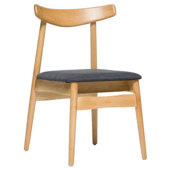 

Nordic dining chair simple solid wood fabric backrest restaurant desk stool Japanese style small horn home