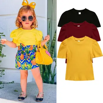 

1-6 Years Toddler Kids Baby Girl Padded Shouldeder T-shirt Knitted Top Clothes