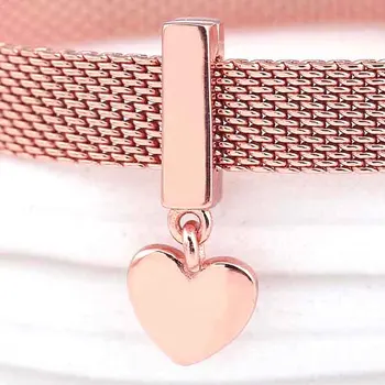 

Original Rose Gold Reflexions Floating Heart Clip Pendant Beads Fit 925 Sterling Silver Bead Charm Bracelet Diy Jewelry