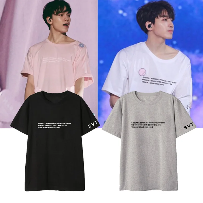 Футболки с японского концерта Kpop SEVENTEEN уличная свободная футболка топы короткими