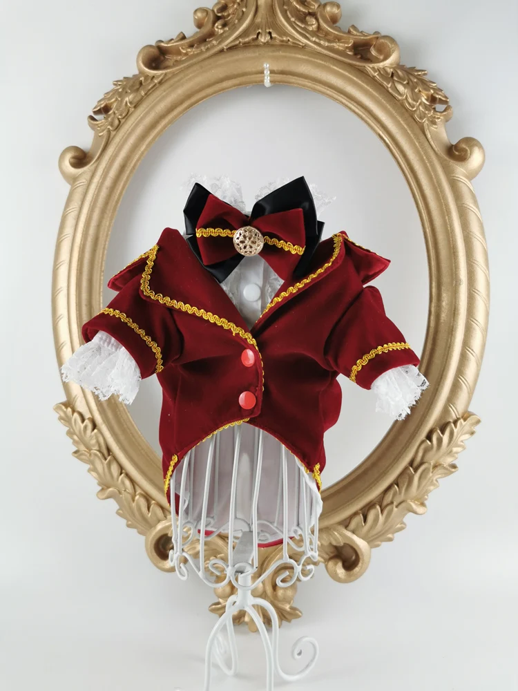 Бесплатная доставка одежда для собак ручной работы цвет вина вельветовые