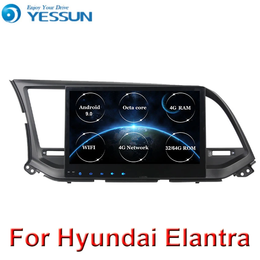 Автомобильный DVD-плеер с восьмиядерным процессором Android 9 для Hyundai ELANTRA 2016 2017 Wi-Fi
