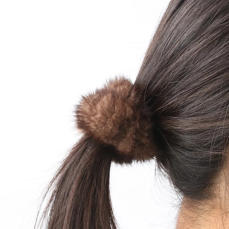 Hair Band 100% Real Genuine Mink Hair Rope Vintage Elastic Headdress Hair Band Scrunchie Rope Ponytail Tail Stripe Wrist Band 3