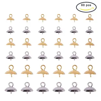 

1 Set 304 Stainless Steel Cup Pearl Bail Pin Pendants Hole: 1~1.5mm 60pcs/box