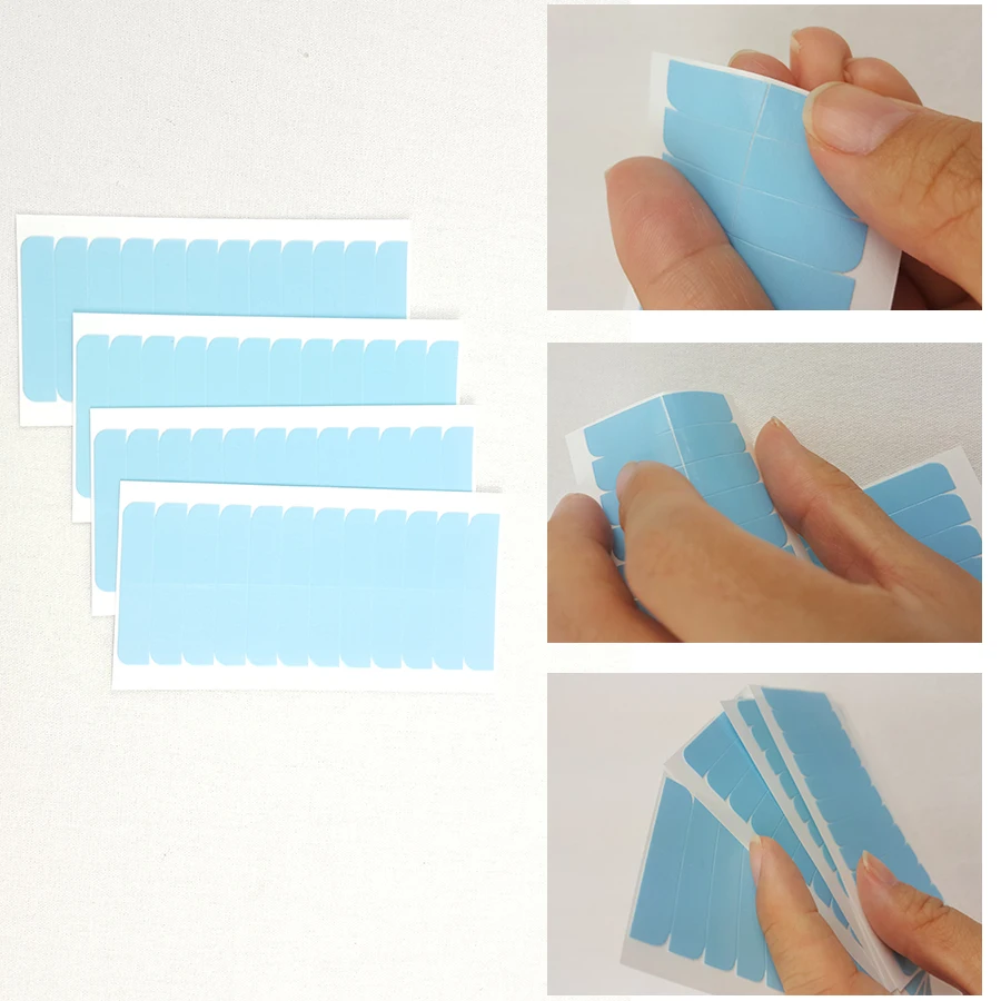 Double Sided Adhesive Tape 60 Tabs Precut Green White for Tape-in Hair Extension Replacement Waterproof Tape for Wigs