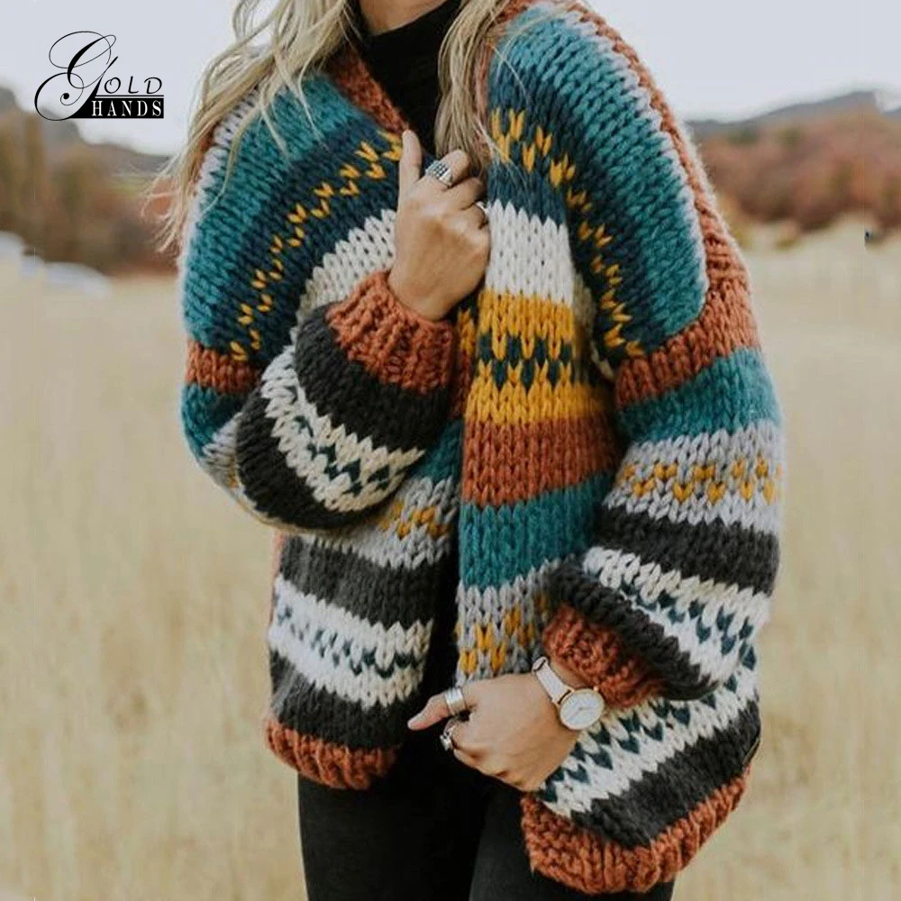 Gold Hands Autumn Women Harajuku Stripes Letter V Neck Long Sleeve Sweaters Streetwear Jumpers Single Breasted Knitted Cardigans