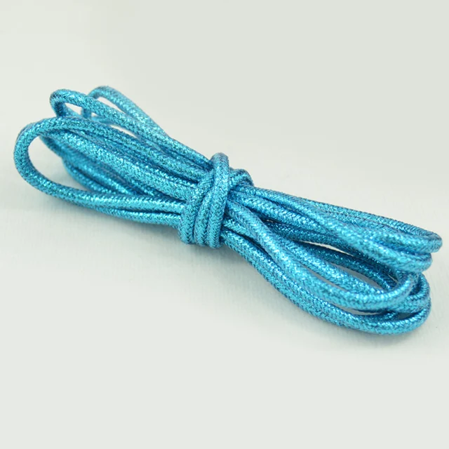 1 Pair Fashion Gold Silver Silk Glitter Reflective Shoelaces For Sneakers Casual Round Pearl White Colored Shoe Strings Cordones sky blue