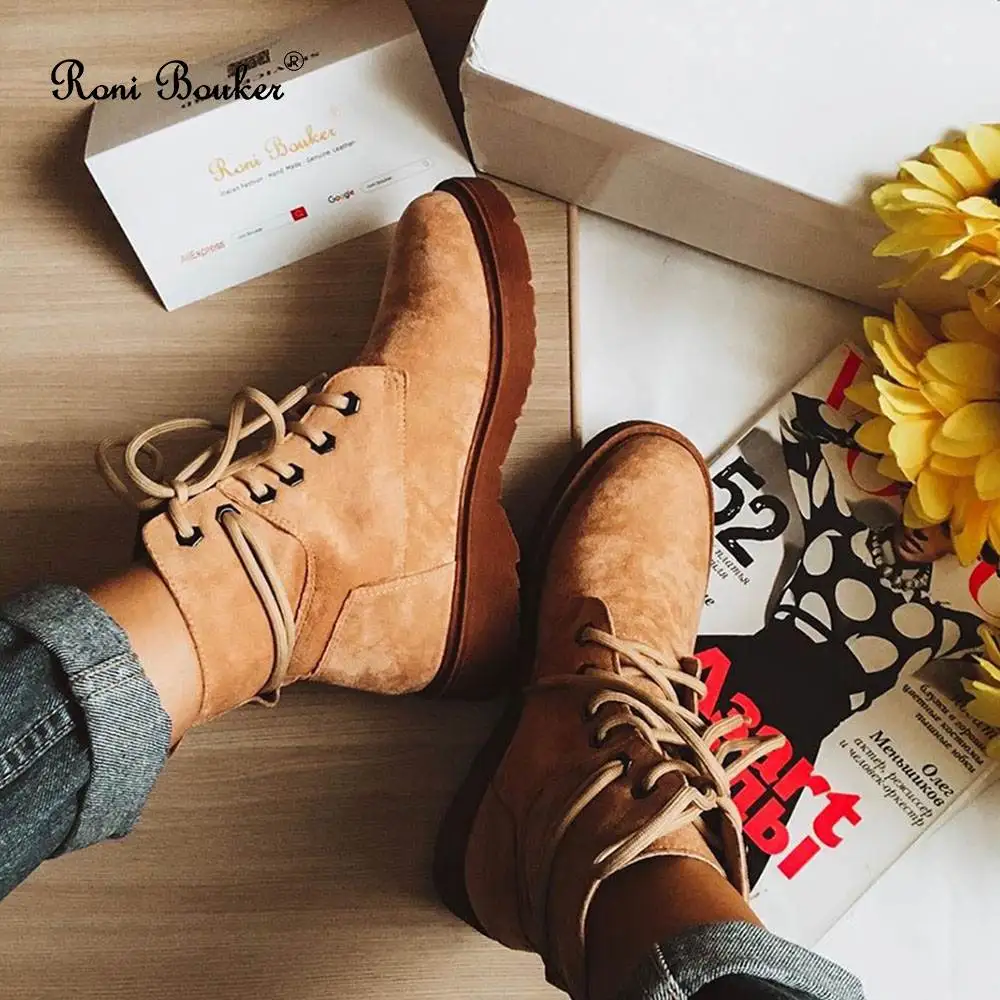 Cena Roni Bouker buty damskie wodoodporne buty zimowe kobieta pluszowa wkładka utrzymać ciepłe botki z grubym futrem Botas Mujer duży rozmiar42