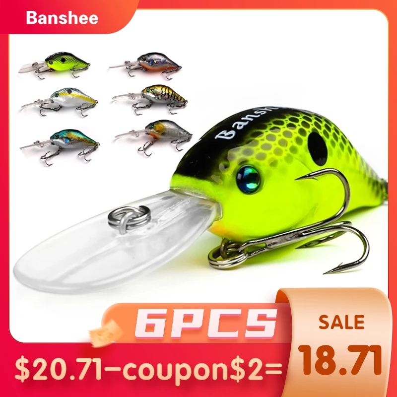

Banshee 6Pcs Wobbler Set 50mm 10g Crankbaits Fishing Wobblers For Trolling Pike Lure Rattling Deep Diving Crankbait Pulse Dive
