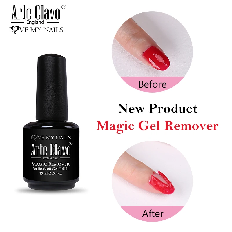 

Arte Clavo UV LED Gel Nail Polish Burst Magic Remover Soak off Nail Art Primer Acrylic Clean Degreaser For Nail Lacquer Gel Lak