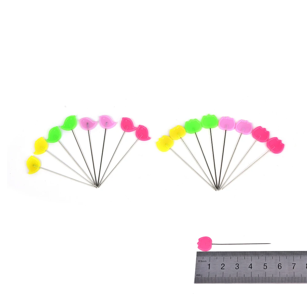 50Pcs  DIY Arts Tool Bird Tulip Sewing Multi-color Patchwork Pins Flower Button Head Pins Box Home Decoration Crafts Pins