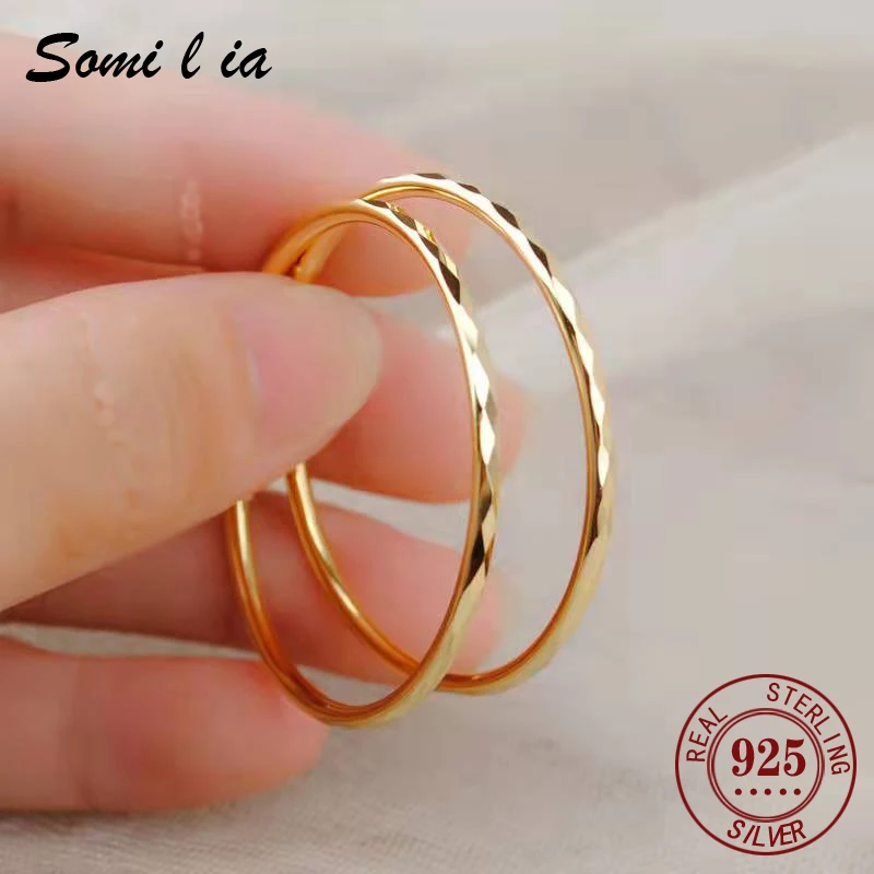 Женские большие серьги-кольца Somilia модные женские серьги из серебра 100% пробы с