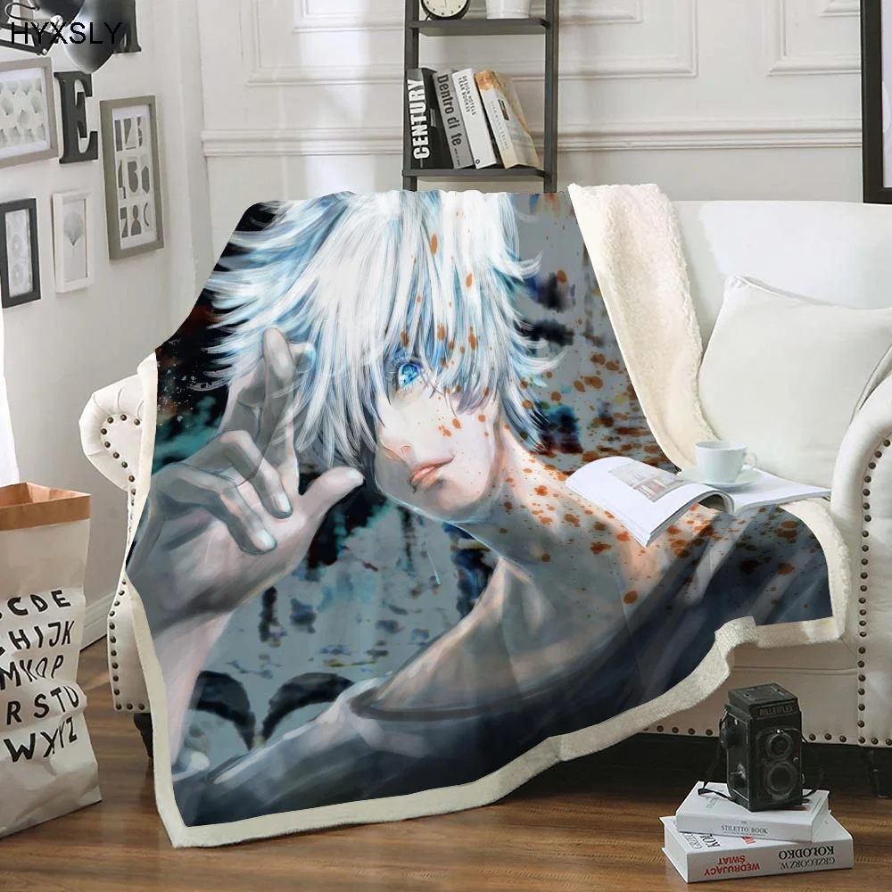 

Jujutsu Kaisen Flannel Blanket 3d Anime Print Warm Cozy For Kids On Bed Sofa Home Textiles Couch Winter Birthday Gift