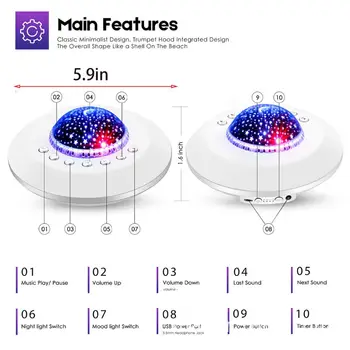 

White Noise Machine Kids Baby Sleeping Nature Sound Therapy Star Projector Light 28TC