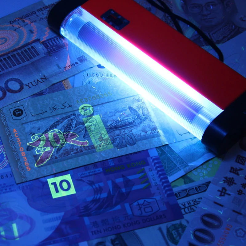 2 в 1 портативный УФ-лампа Детектор фальшивых денег ручной светодиодный фонарик поддельный детектор поддельный банкнот