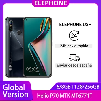 Перейти на Алиэкспресс и купить Глобальная версия смартфона ELEPHONE U3H 128 ГБ 256 ГБ Helio P70 6,53 дюймэкран 48 МП Двойная Задняя камера 24 МП селфи разблокировка лица Android 9