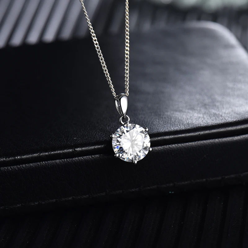 2.0ct Moissanite LOVERJEWELRY, женские подвески из муассанита, Настоящее 14 к белое золото, круглая огранка, Муассанит, подвеска для леди, день рождения, юбилея, лучший подарок - Цвет камня: 2.0ct Moissanite