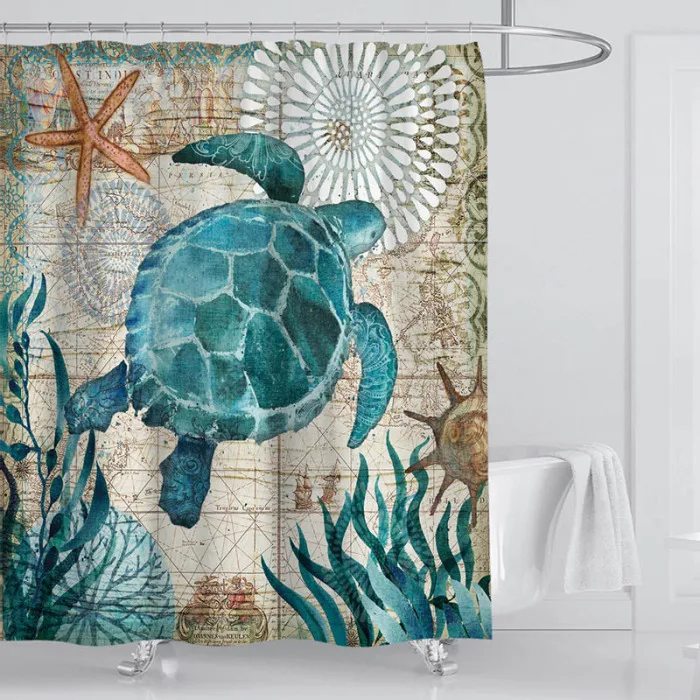 Sea Turtles Bathroom Polyester Shower Curtain Waterproof Bath Curtain Bathroom Accessories TB Sale