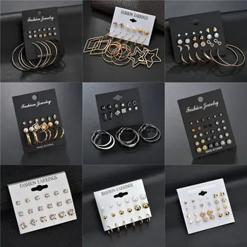 

LETAPI Fashion Crystal Earrings Set For Women Bijoux Simulated Pearl Ball Big Circle Wedding Earring Jewelry