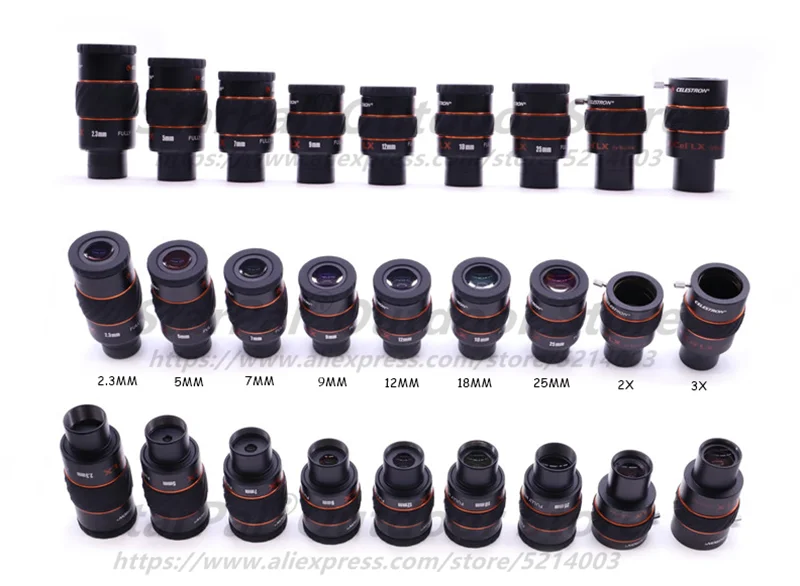 セレストロンX-CEL lx 2.3 / 5/7/9/12/18/25ミリメートル接眼レンズ60