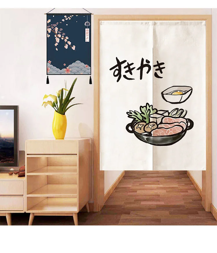 Japanese Sushi Izakaya Kitchen Doorway Curtain Noren Polyester Hanging Curtain For Bedroom Living Room Decor Short Door Curtain