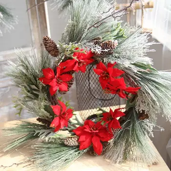 

Artificial Flower Christmas Pine Cone Pisifera Leaf Wreath Festive Christmas Tree Dress Up Articles of Everyday Use for Wedding