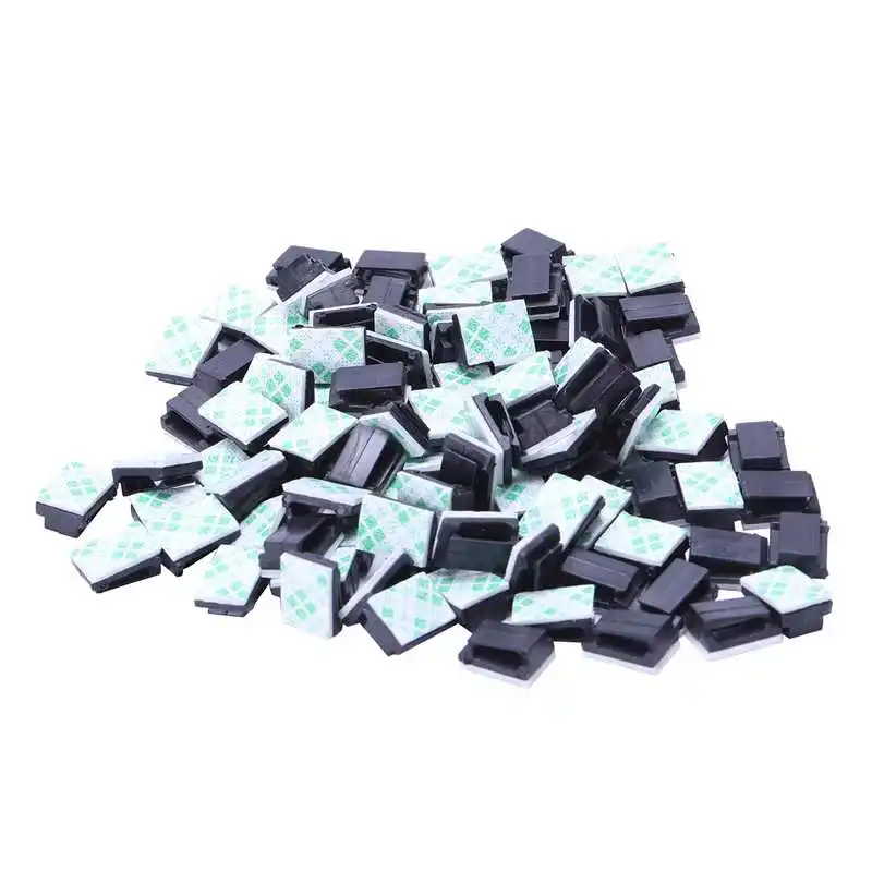 Promotion! 100pcs Plastic Wire Tie Rectangle Cable Mount Clip Clamp Self-adhesive Black | Обустройство дома