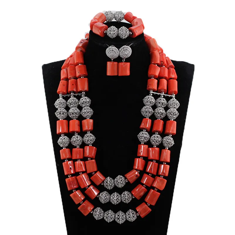 Real Coral Beads Nigerian Wedding Couple Jewelry Sets Original Coral African Bridal Costume Party Jewelry Bride And Groom Cb192