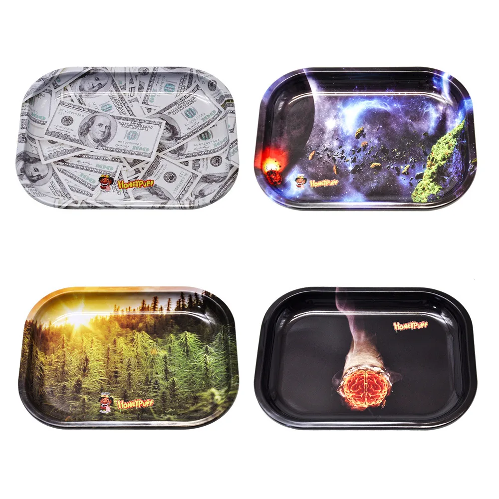 

Metal Tobacco Rolling Tray 140mm With Many Pattern Smoking Roll Rolling Tray Suit Herb Grinder or Smoke Pipe