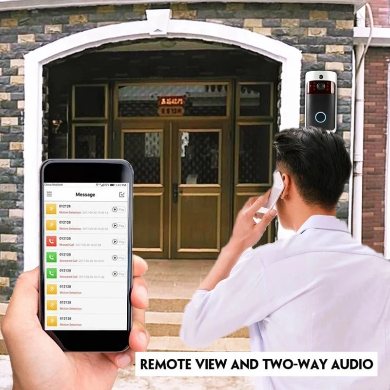 Умная Беспроводная Защита сети Wi-Fi дверной звонок видео дверной телефон с подключаемым шимом визуальная запись низкое
