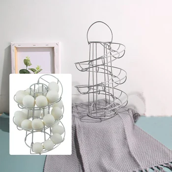 

Stainless Steel Material Spiral Egg Rack Prevent Eggs From Falling Silver Kitchen Storage Egg Holder Stand Kitchen Accessories