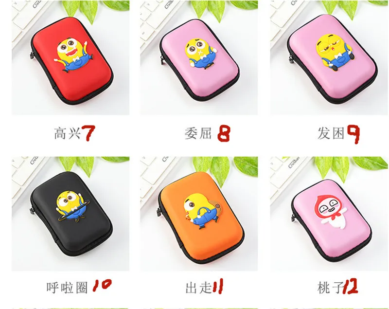 10pcs let Cartoon Mini Headphone Case Earphone Case Box Storage Bag cosmetic Small pieces key Organizer Portable Accessories