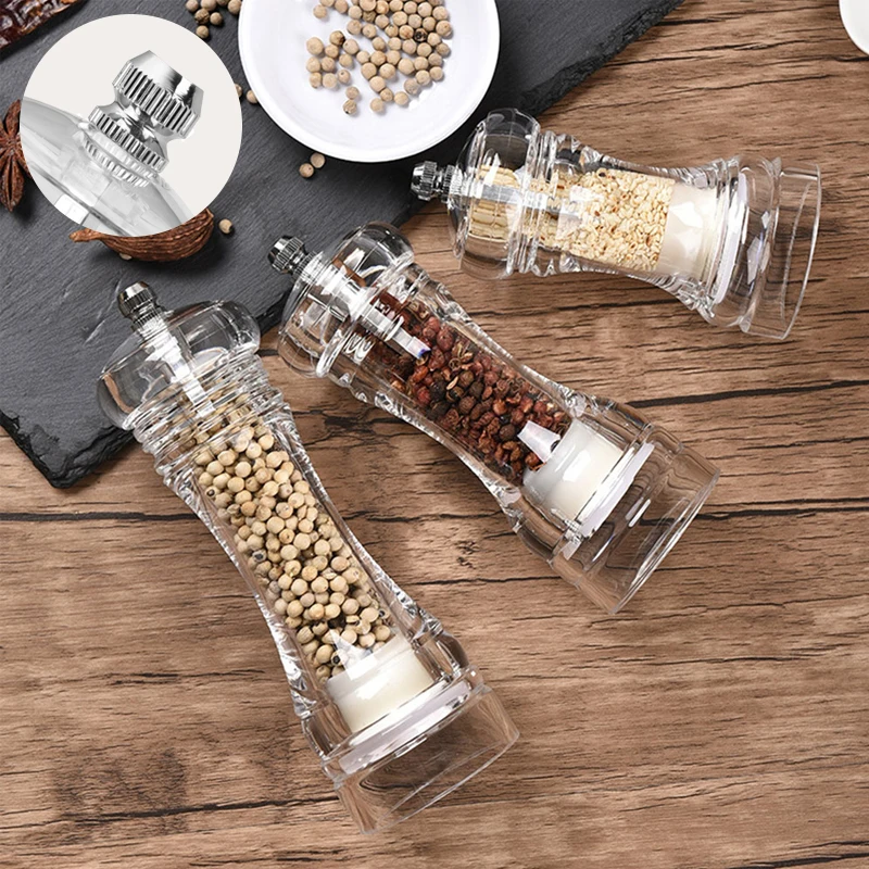 

Acrylic Salt Kitchen Easy Operate Spice Bottle Shakers Herb Parsley Mill Grinder Pepper Mill With Adjustable Ceramic Grinder