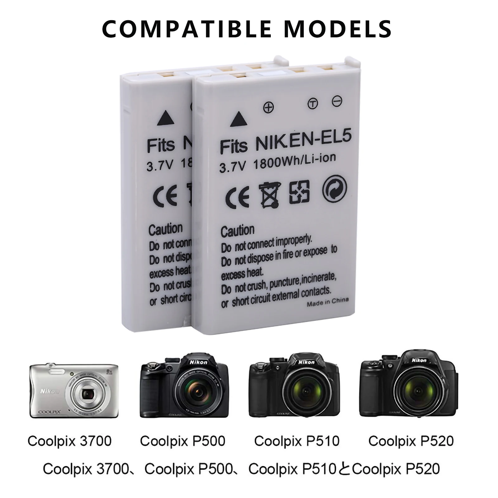 For Nikon EN-EL5 ENEL5 camera battery P530 P520 P510 P100 P500